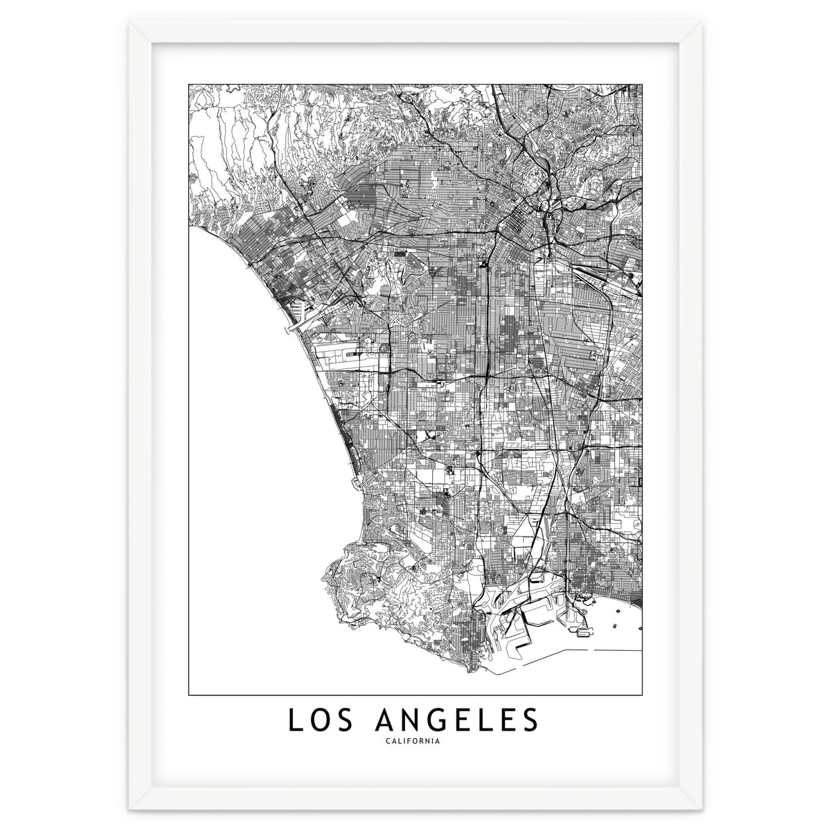Los Angeles White Map