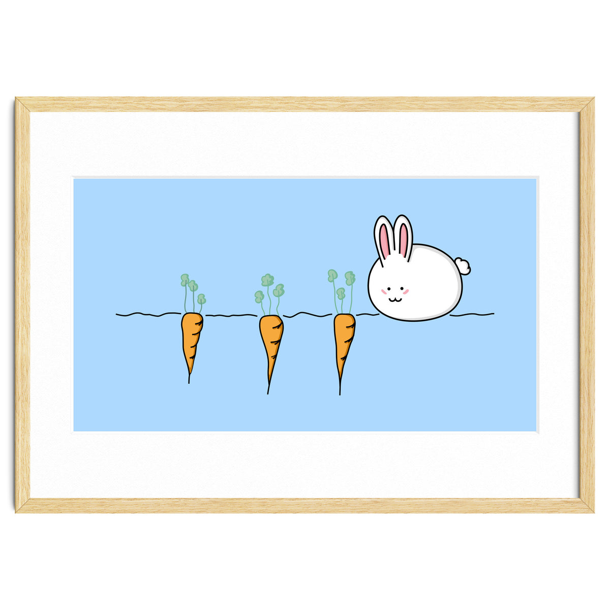Kawaii Cute Rabbit With Carrots