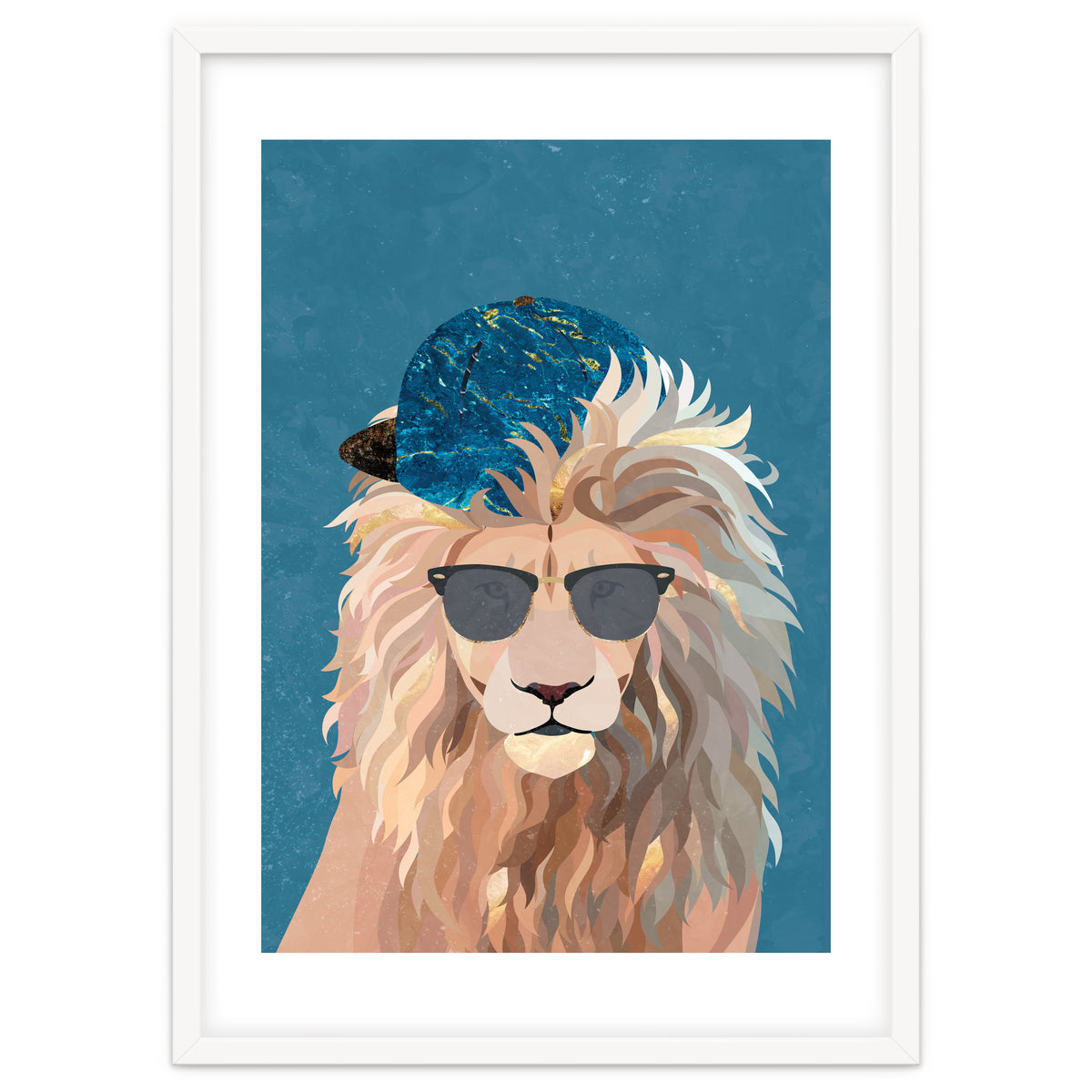 Skater Lion Portrait Blue