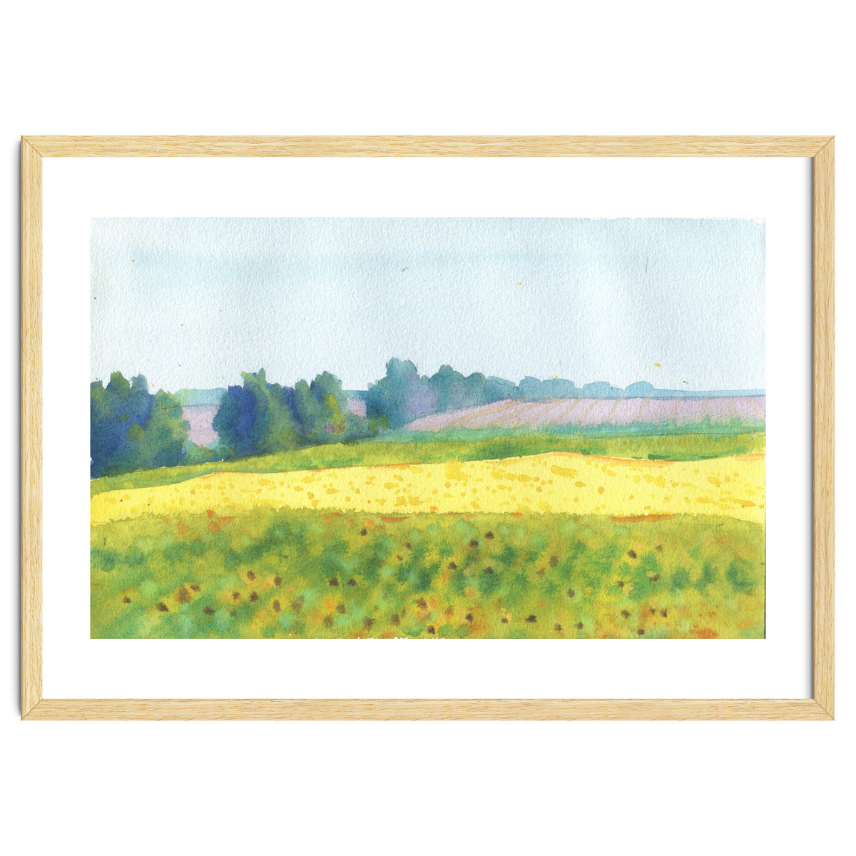 Field landscape. Watercolor