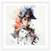 Watercolor Napoleonic Soldier Woman #4