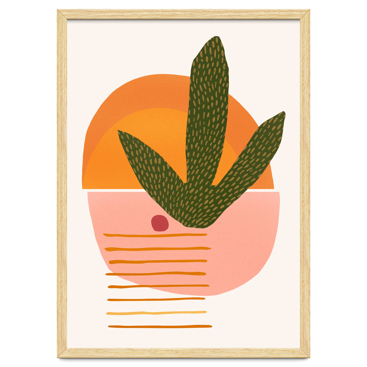 Desert Sunset With Cactus And Cherry