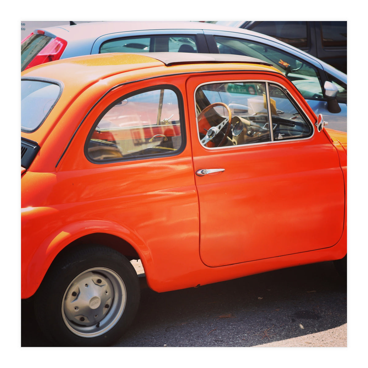 Classic orange Fiat 500 (Print Only)