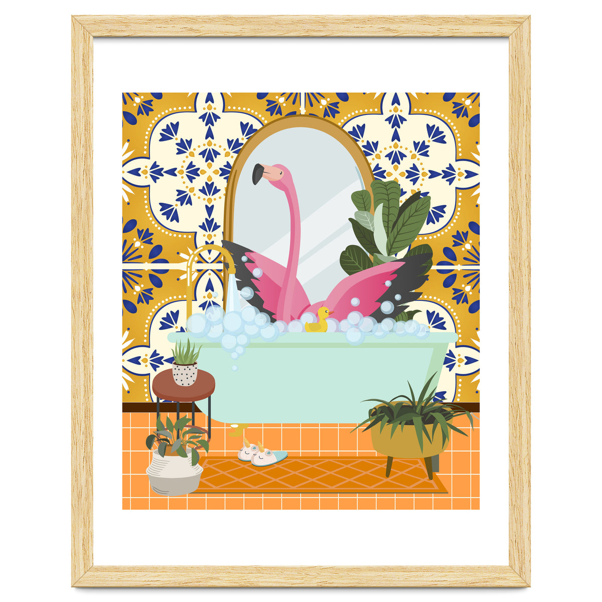 Flamingo Bathing in Moroccan Style Bathroom