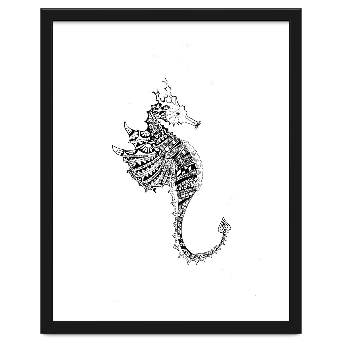 Seahorse Dragon Zen Doodle