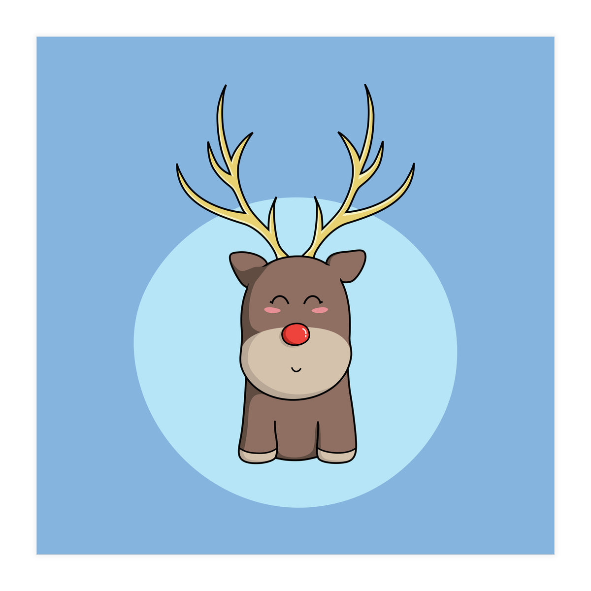 Kawaii Cute Christmas Reindeer (Print Only)
