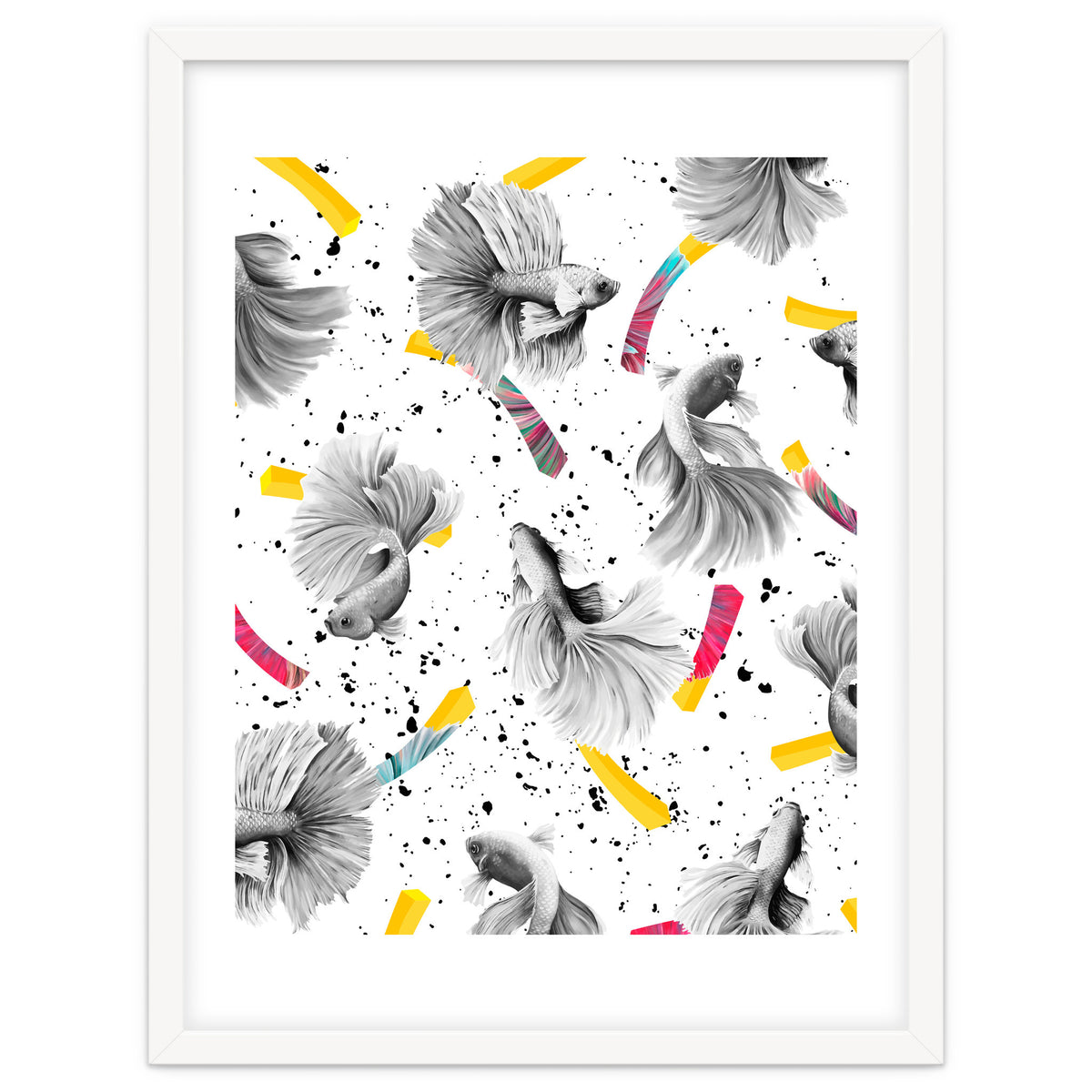 Fish & Chips, Eclectic Quirky Vintage British, French Fries Food Boho Illustration Graphic