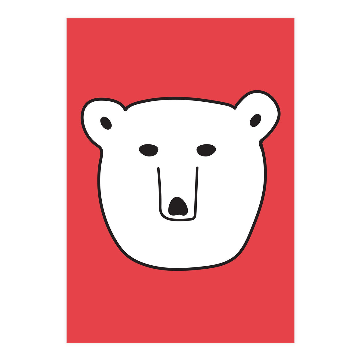 Polar Bear Portrait On a Red Background (Print Only)
