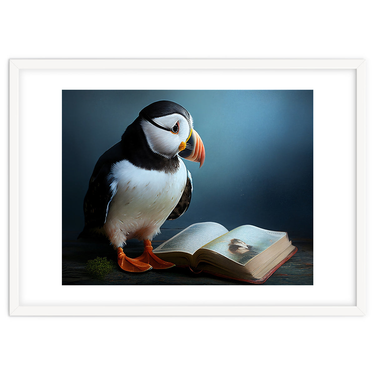 Puffin Reading a Book