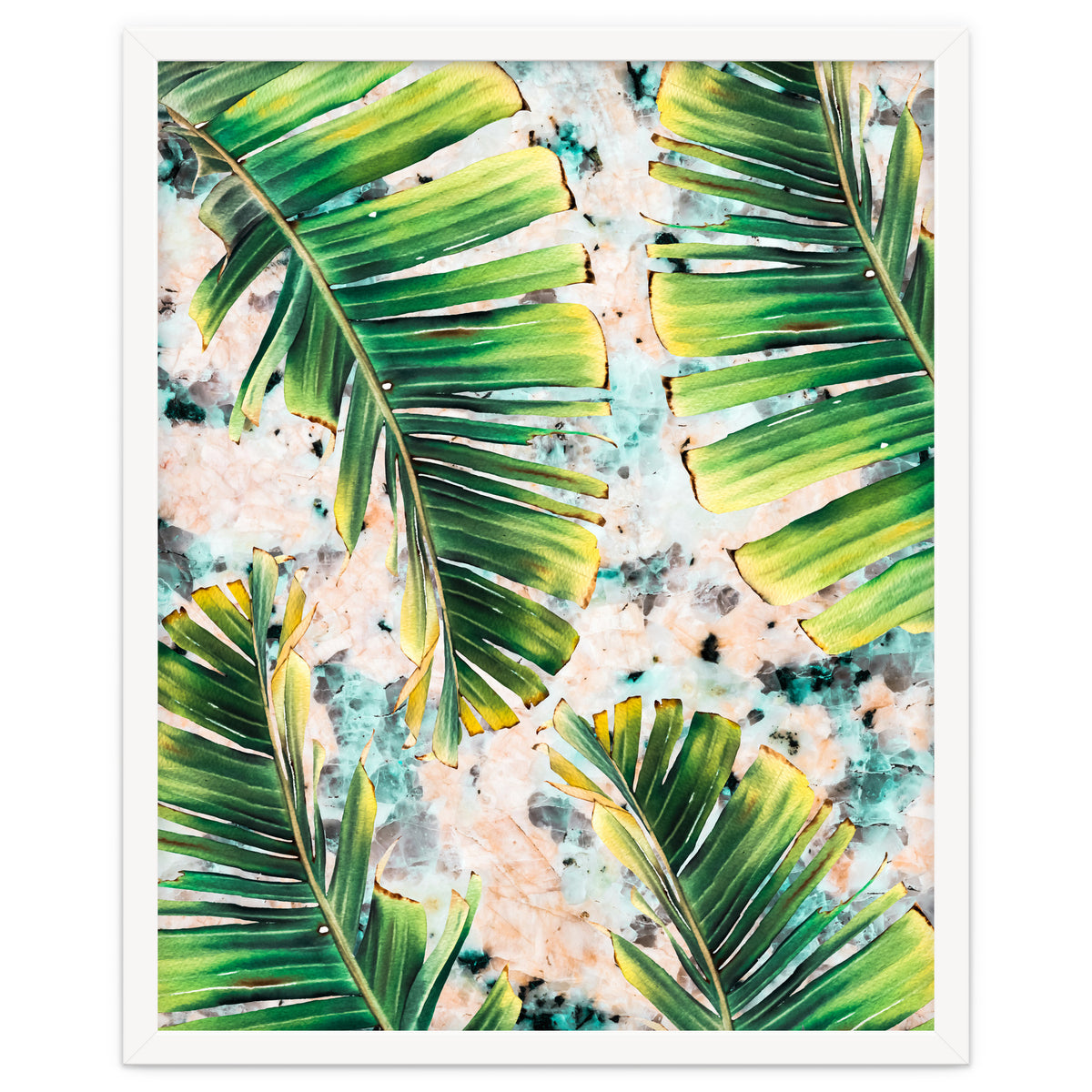 Palm leaf on marble 02