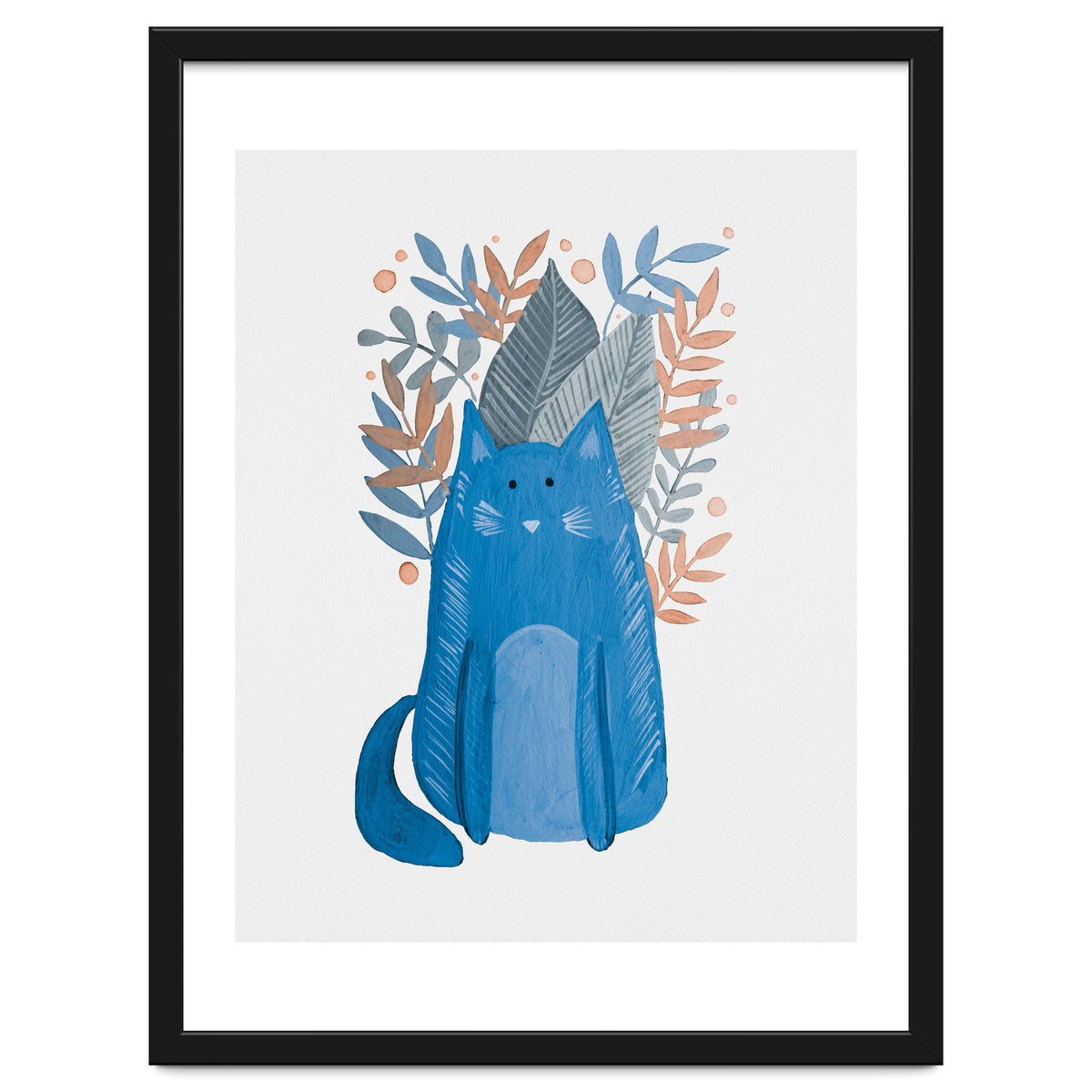 Cute blue cat and branches