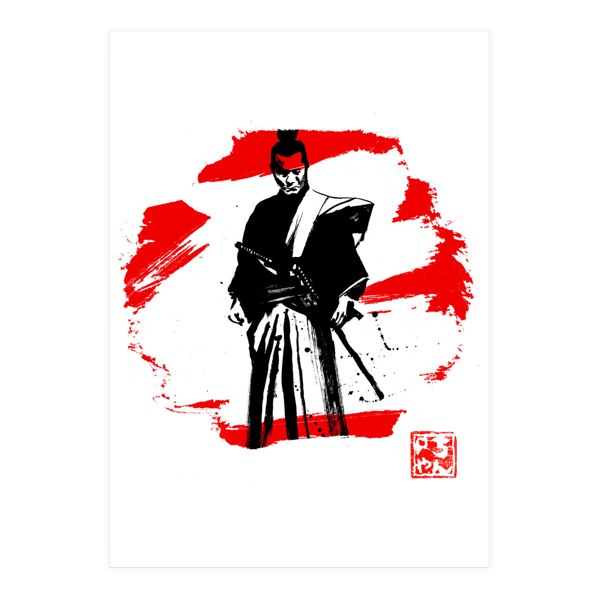 samurai in red and white (Print Only)