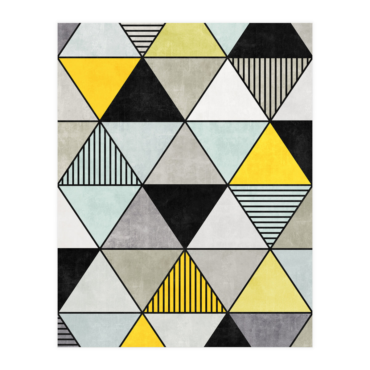 Colorful Concrete Triangles 2 - Yellow, Blue, Grey (Print Only)