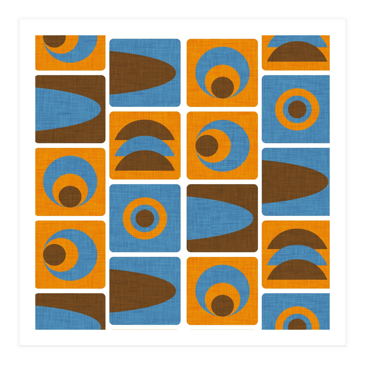 70s Cube Geo Orange Blue  (Print Only)