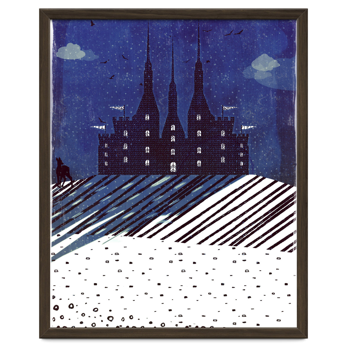 Castle on the hill at night