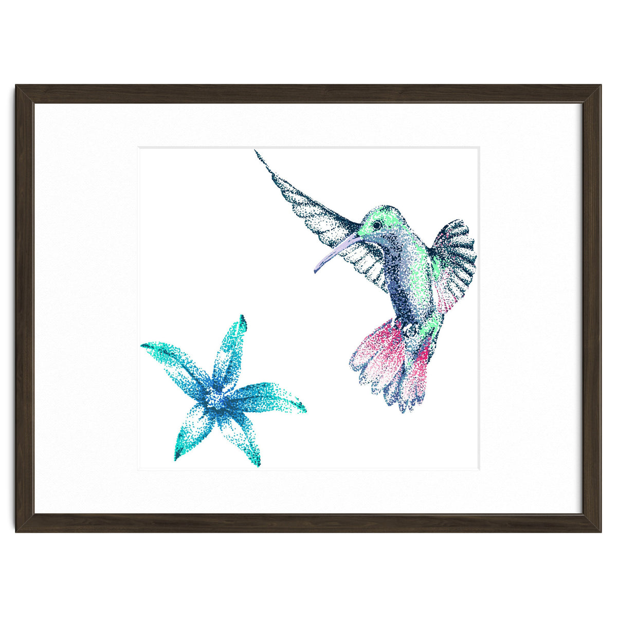 Green Hummingbird And Tropical Flower