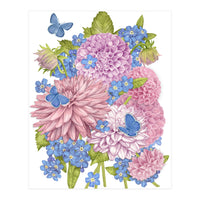 Pink Flowers and Butterflies (Print Only)