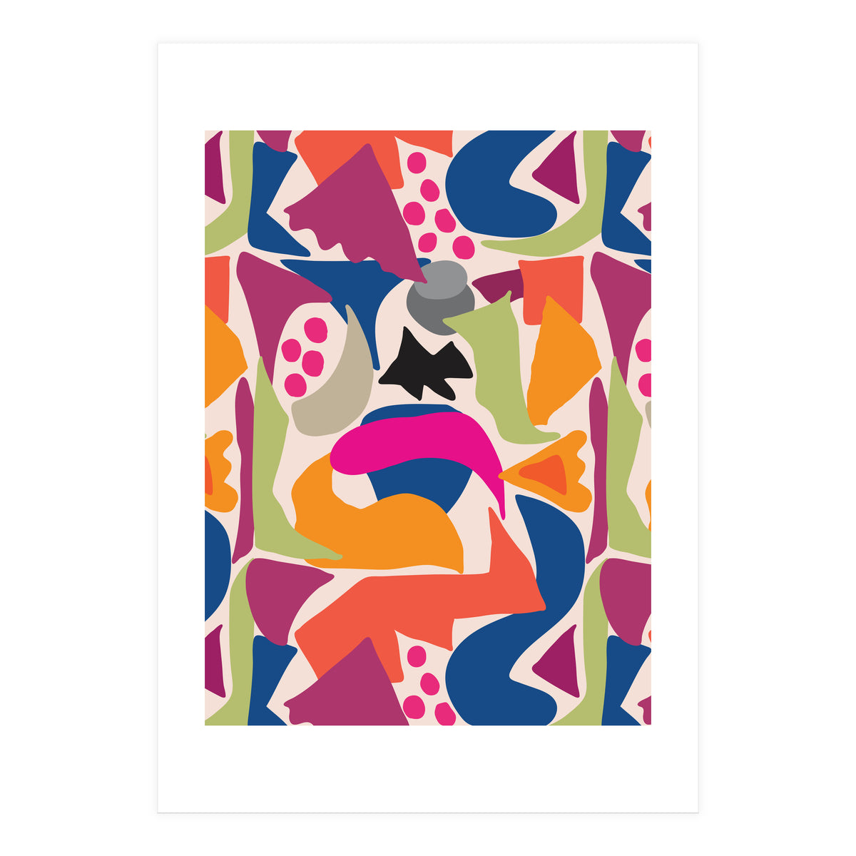 Black Fish Abstract Art (Print Only)