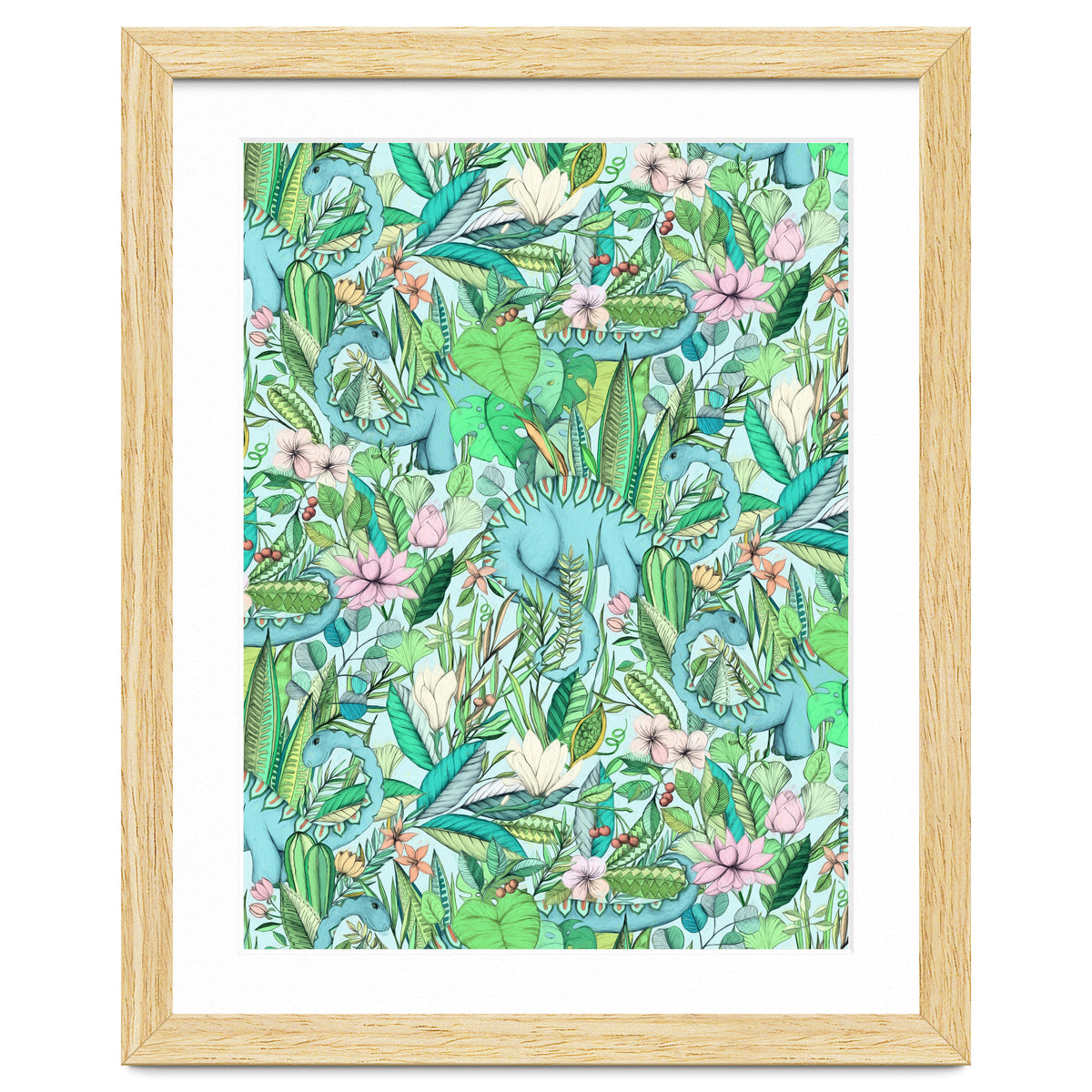 Improbable Botanical with Dinosaurs - soft pastels