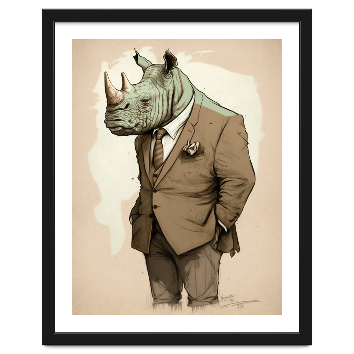 Dapper Rhino Fashion Sketch