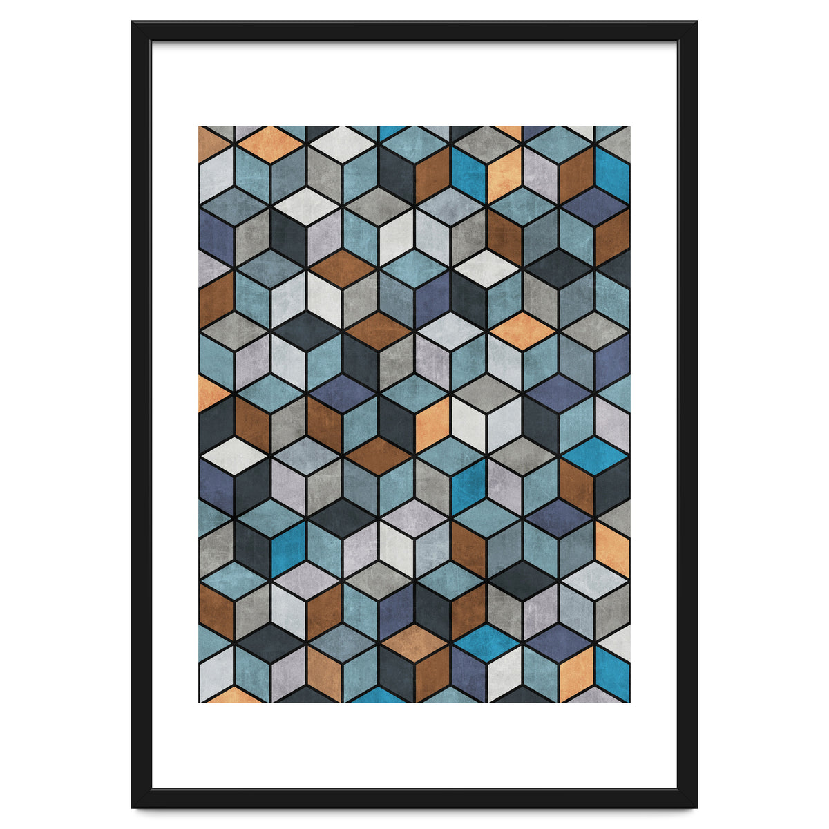 Colorful Concrete Cubes - Blue, Grey, Brown