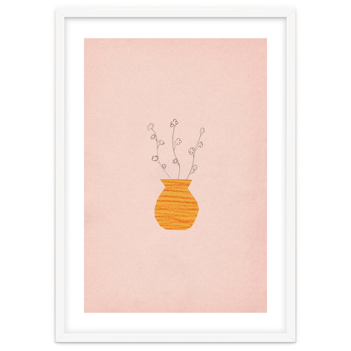 Pink and orange botanical art