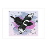 A watercolor drawing of a flying magpie (Print Only) thumbnail