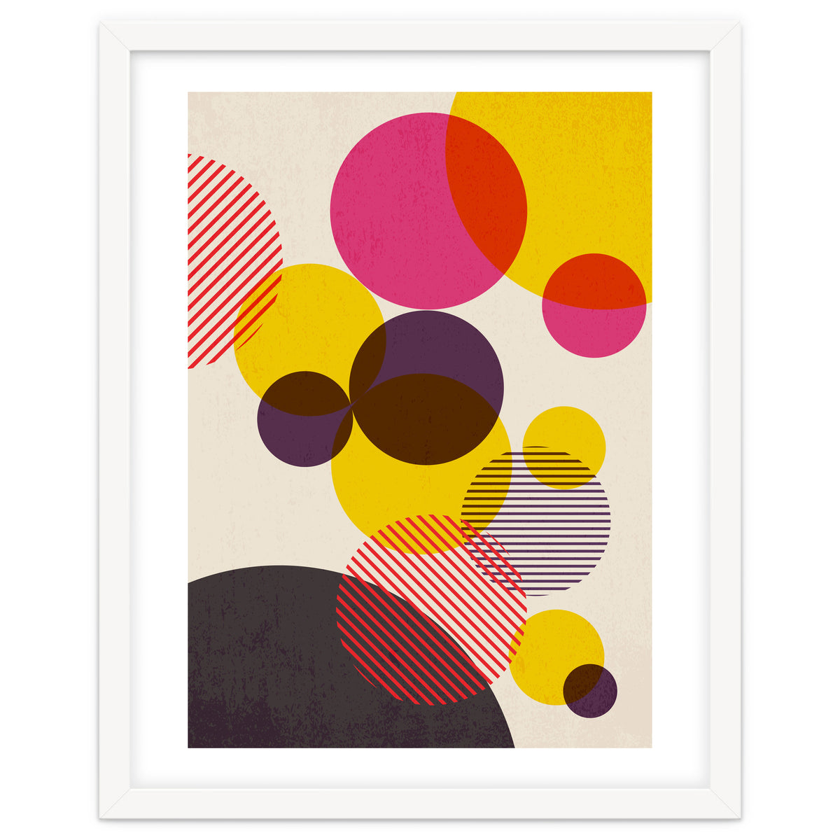 Dots in Yellow, Raspberry and Dark Purple