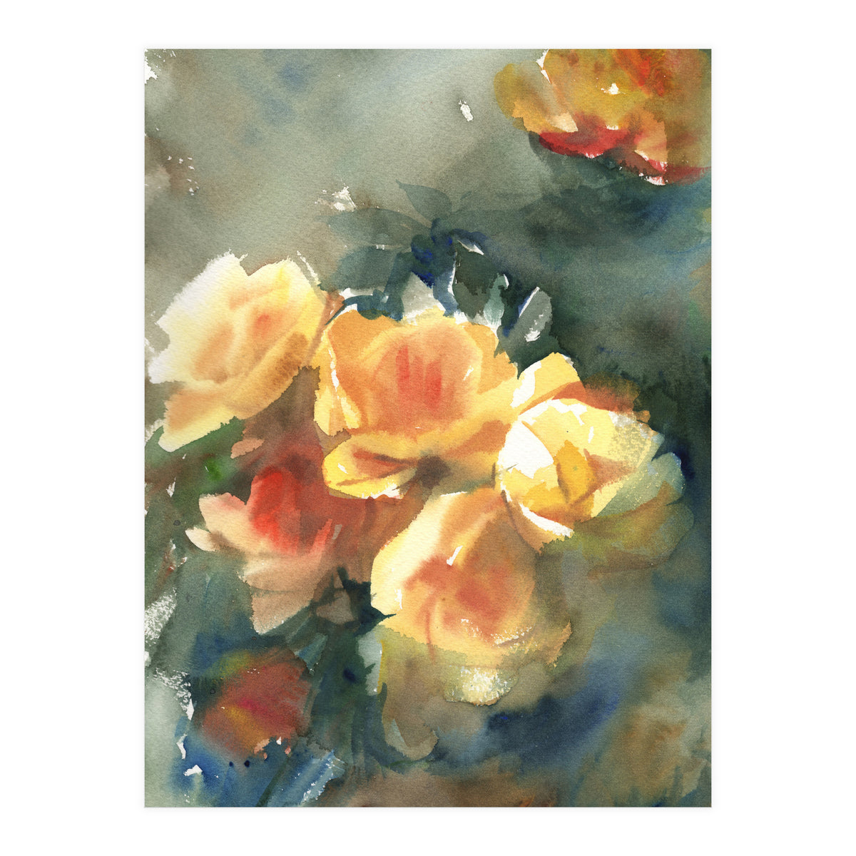 Abstract watercolor flowers (Print Only)