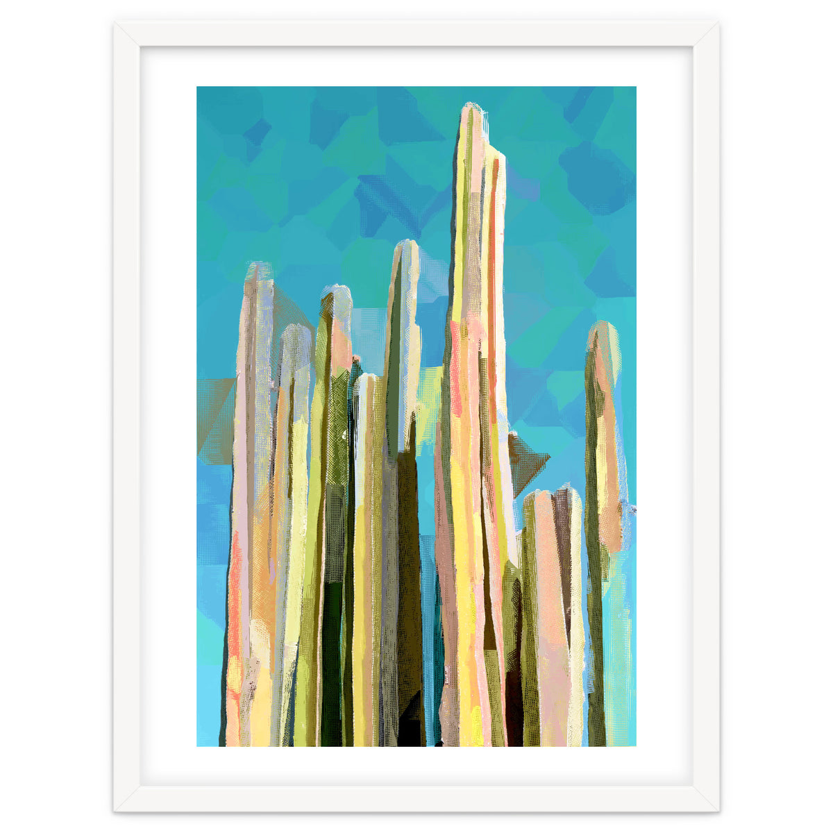 Desert's Rose, Summer Cactus Abstract Pastel Digital Art, Nature Botanical Color Sketch Plant Drawing
