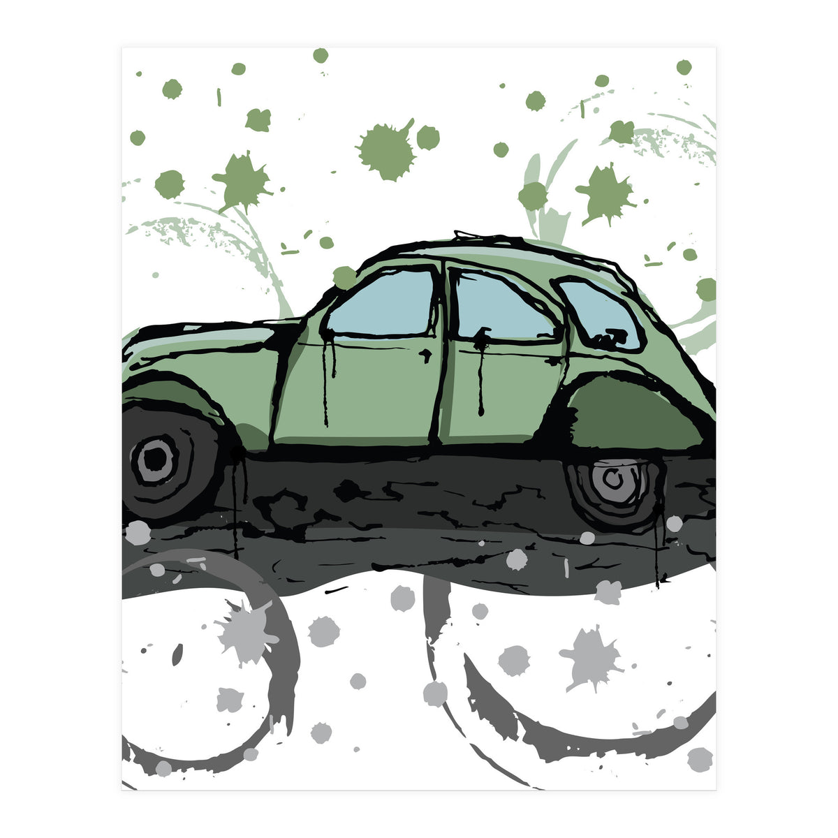 Green car sketch (Print Only)