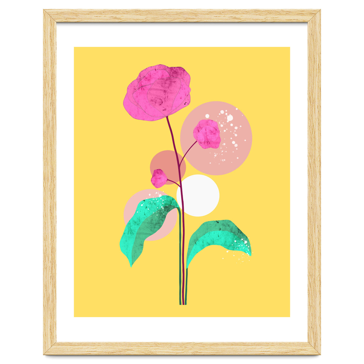 The Rare Bloom, Abstract Nature Floral Graphic, Eclectic Bohemian Modern, Pop of Color Illustration