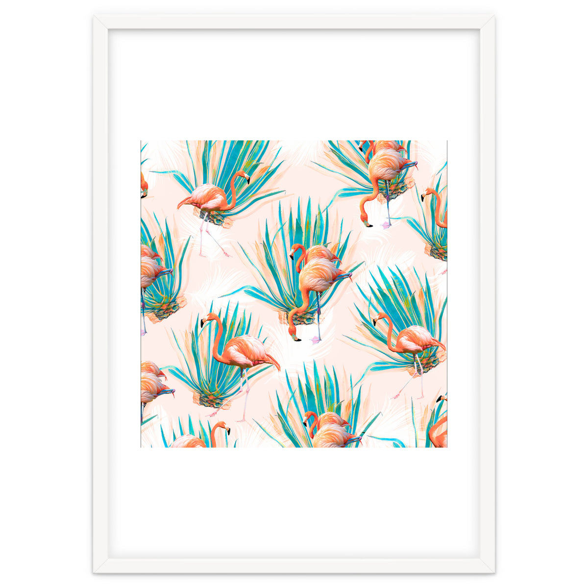 Anaglyph Flamingos with cactus