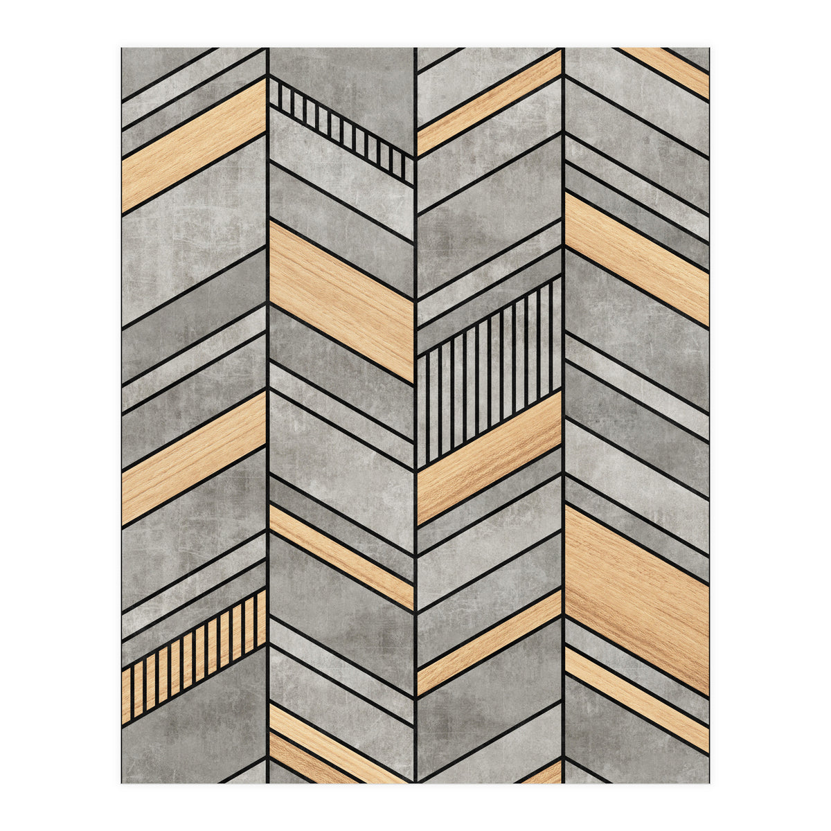 Abstract Chevron Pattern - Concrete and Wood (Print Only)