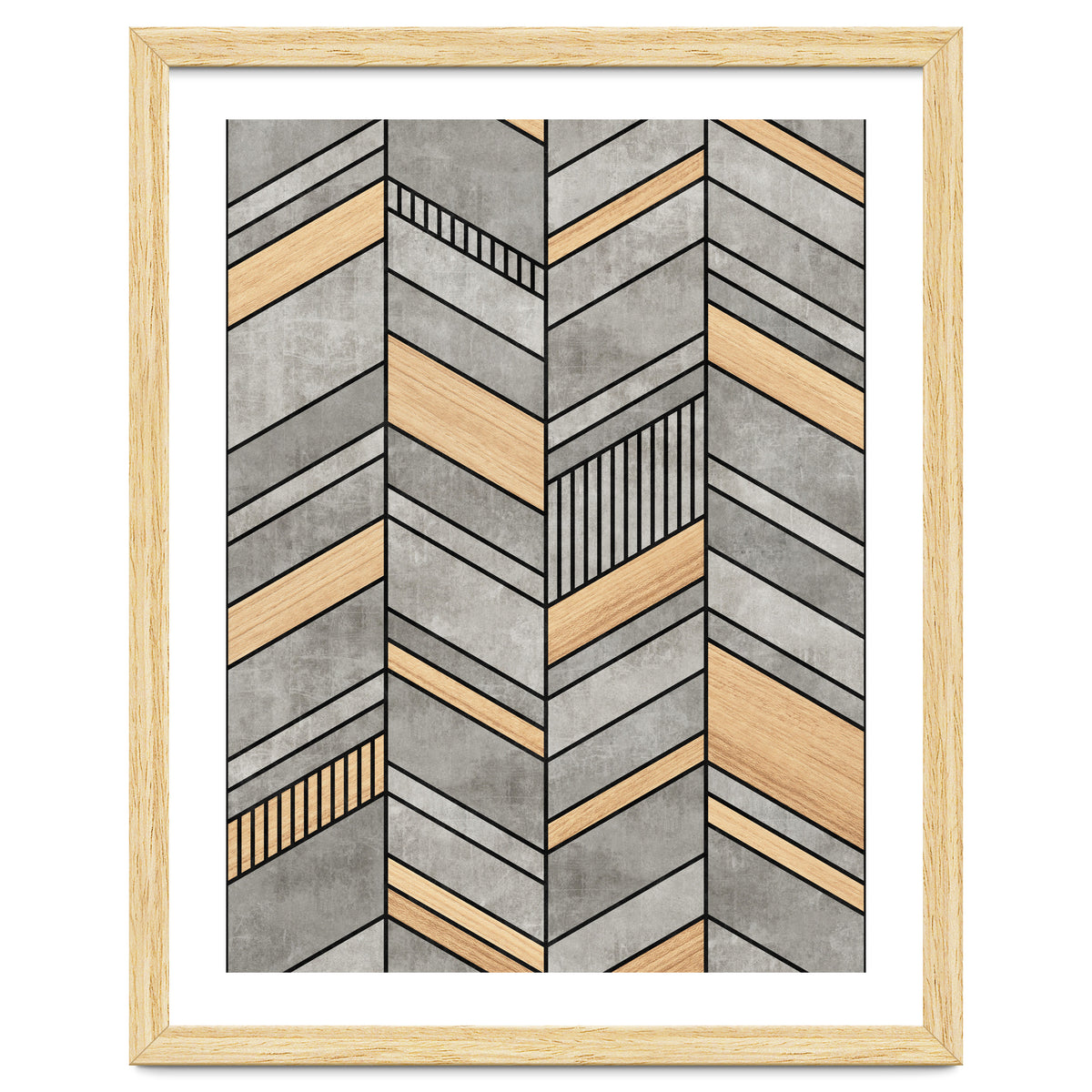 Abstract Chevron Pattern - Concrete and Wood