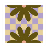 Retro Geometric Simple Flower on Checkerboard (Print Only) thumbnail