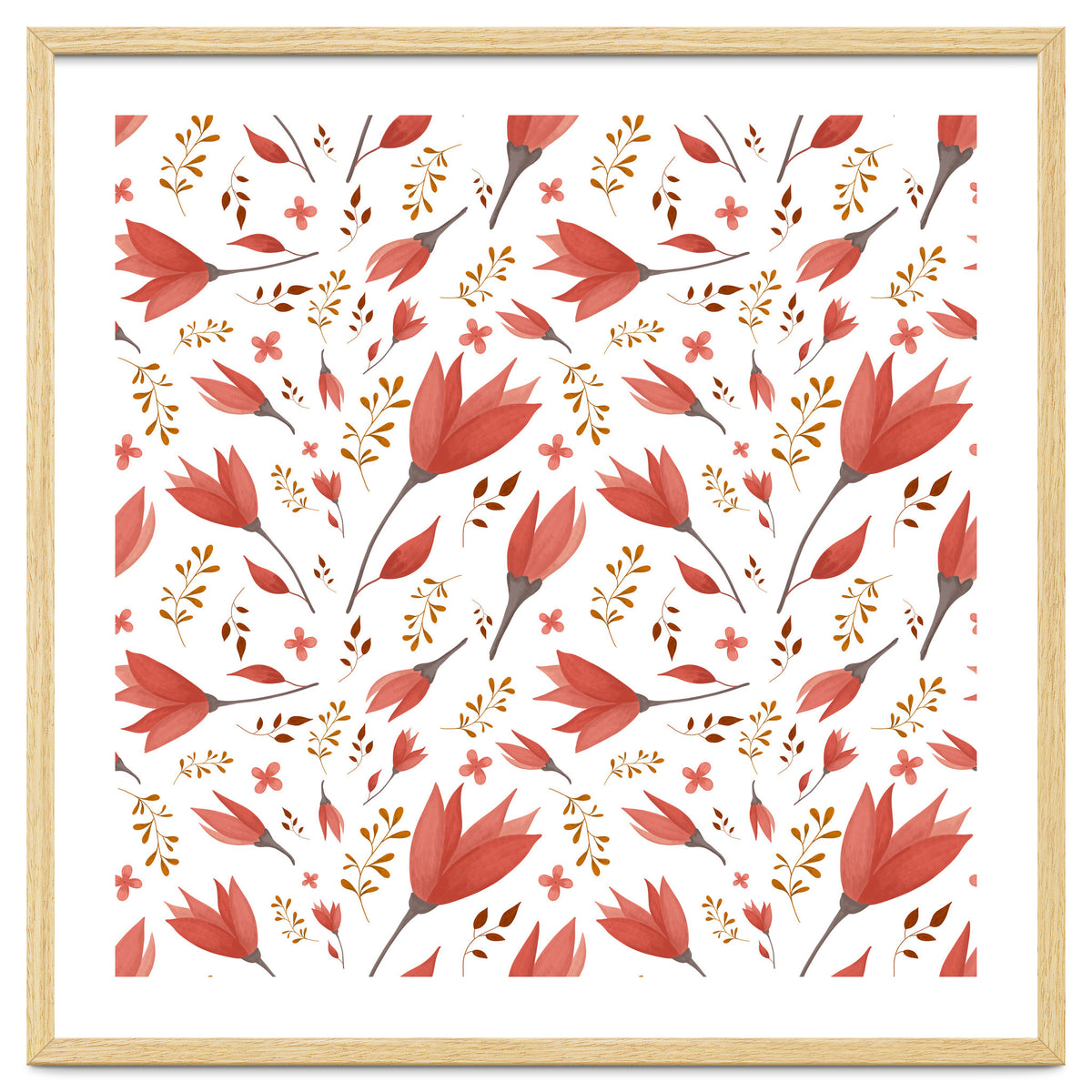 Delicate Autumn Floral Gouache Pattern Collection I