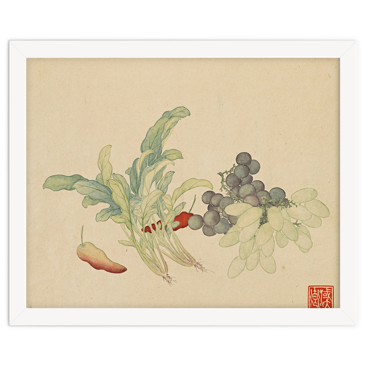 Wang Chengyu ~ Flowers And Vegetables, Vegetables, Fruits, Peppers, Millet Hot, Grapes, Spinach
