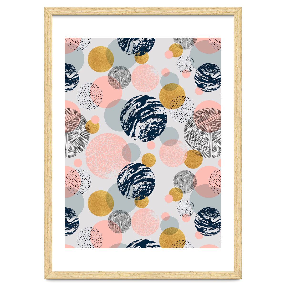 Pattern of abstract textured circles