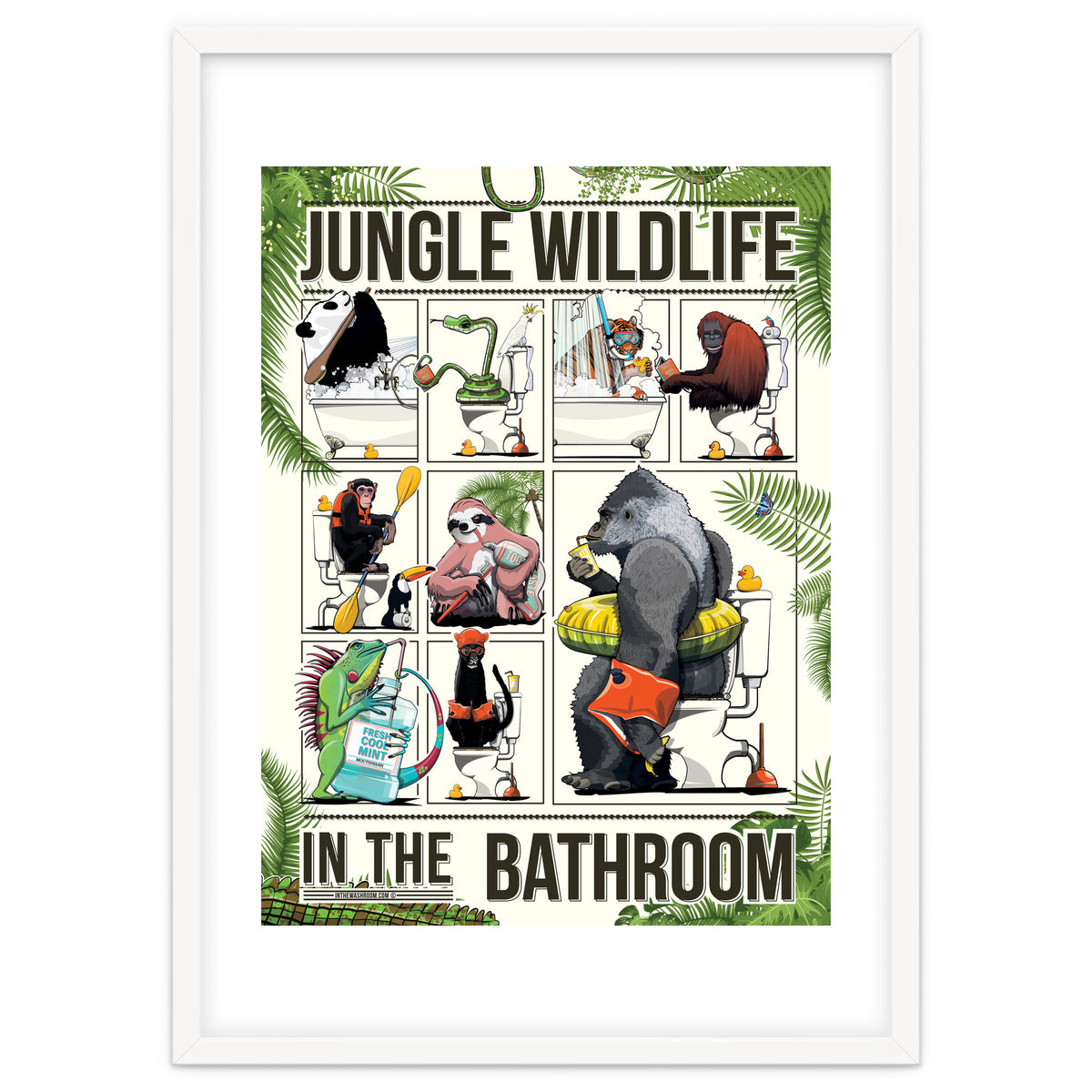 Jungle Wildlife in the Bathroom, funny toilet humour