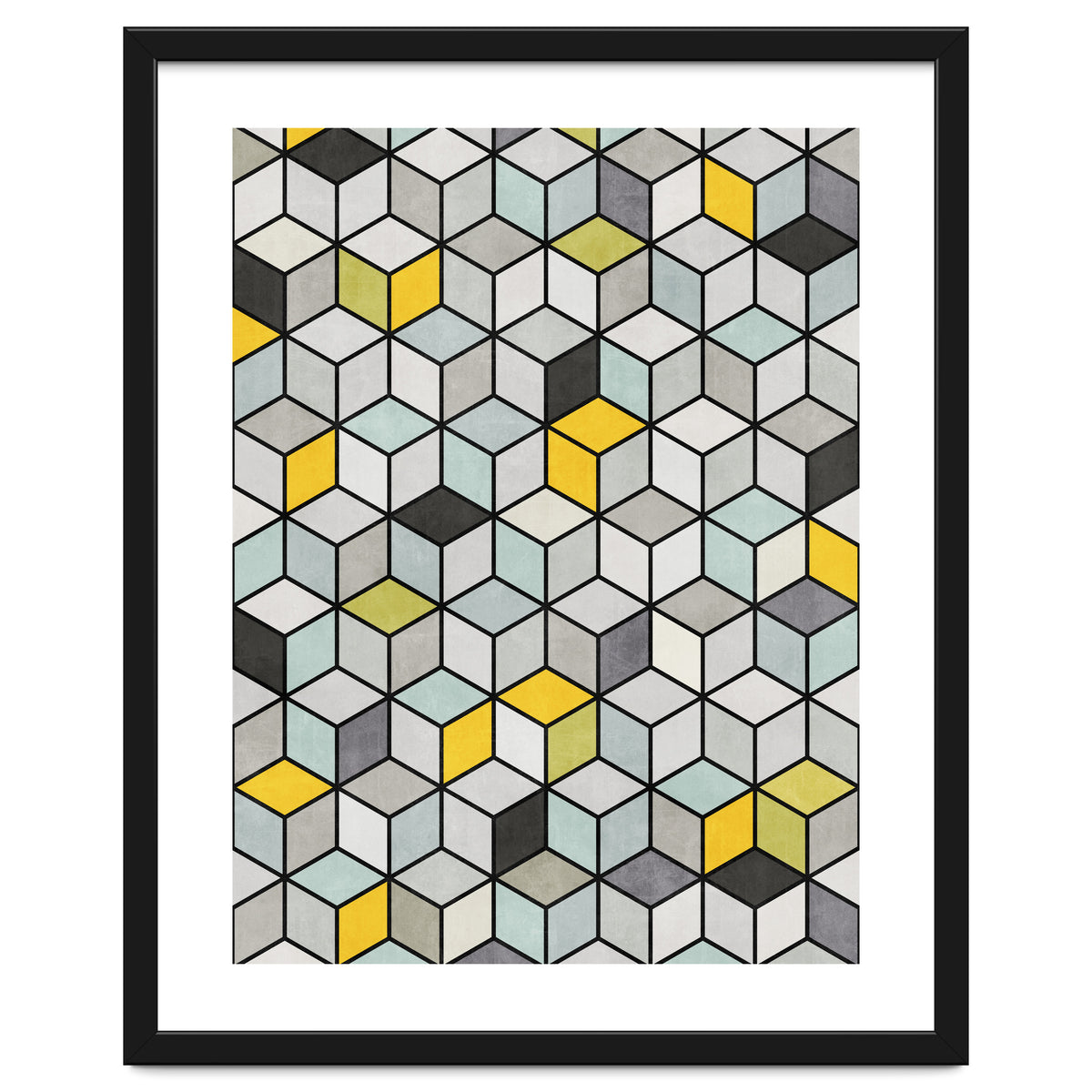 Colorful Concrete Cubes - Yellow, Blue, Grey