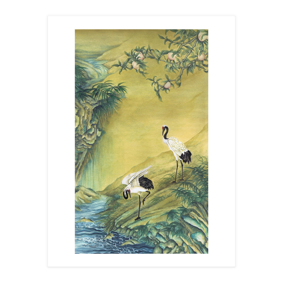 Cranes Under A Peach Tree (Print Only)