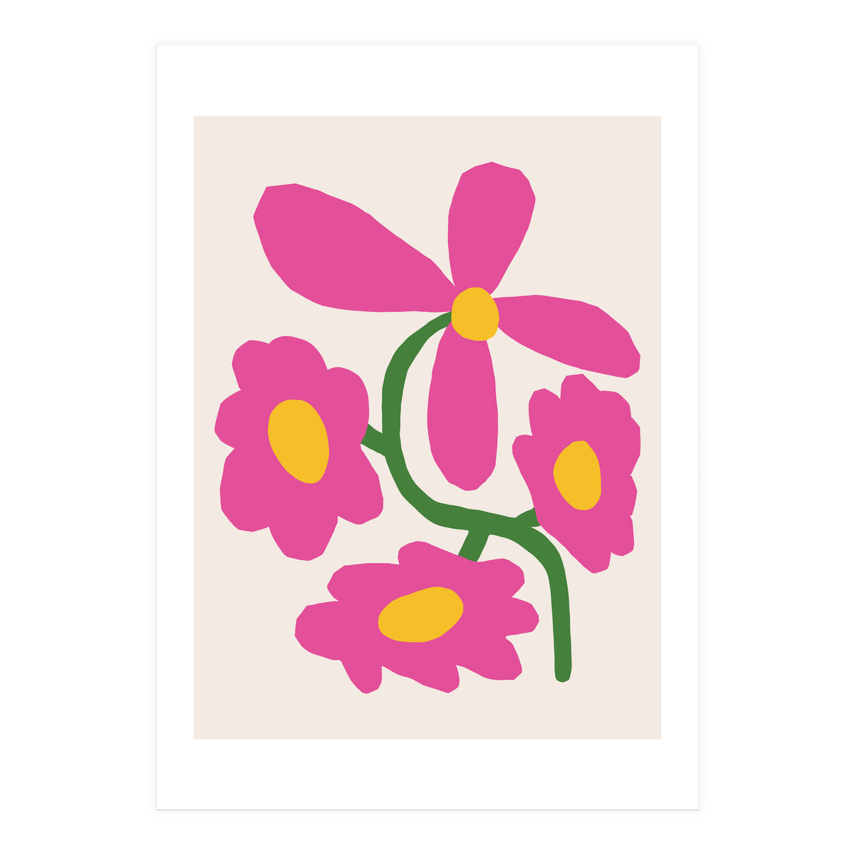 Pink Retro Cut Out Flower (Print Only)