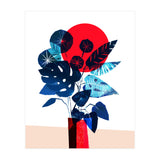 Blue Flowers in Red Vase (Print Only) thumbnail