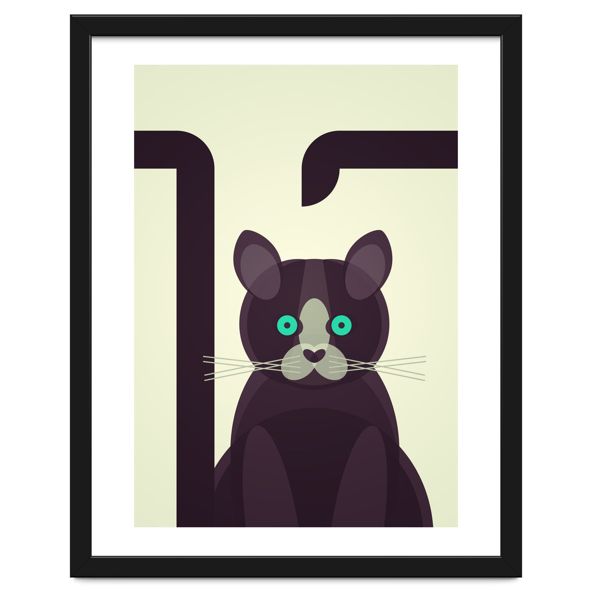 Mid Century Geometric Black Cat
