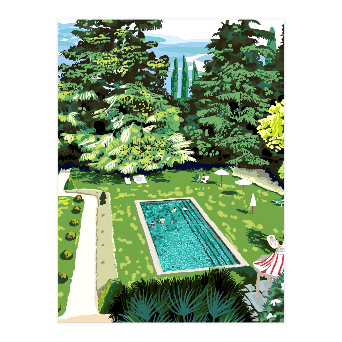 Life's Better Poolside | Vacation Travel Holiday Resort Swim | Architecture Summer Landscape (Print Only)