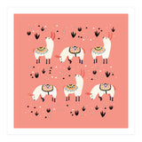 White Llamas In Pink Desert (Print Only) thumbnail
