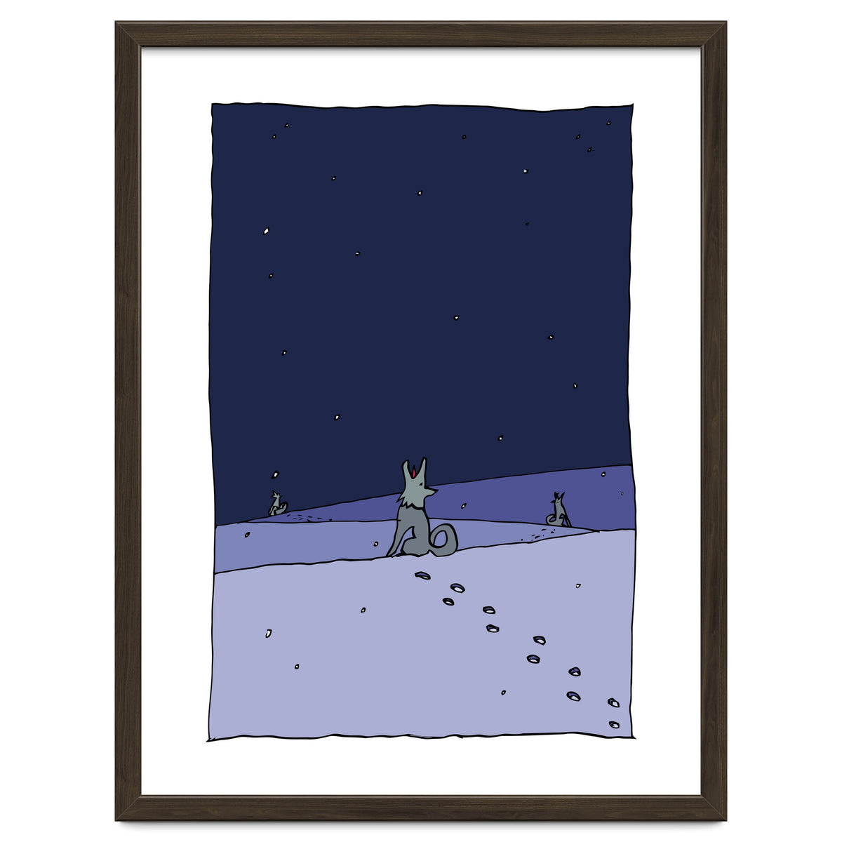 Dogs in Winter Night