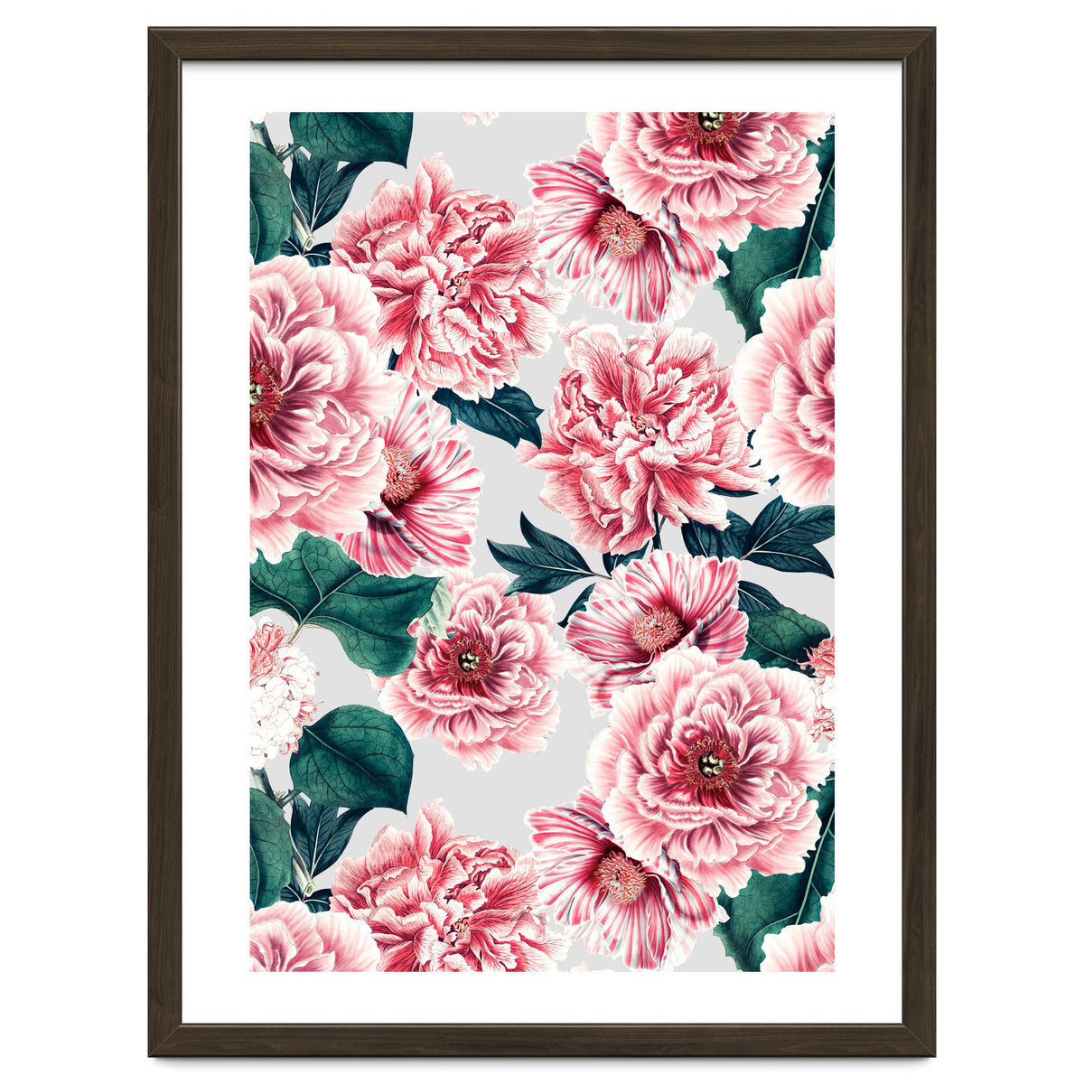 Pattern pink vintage peonies