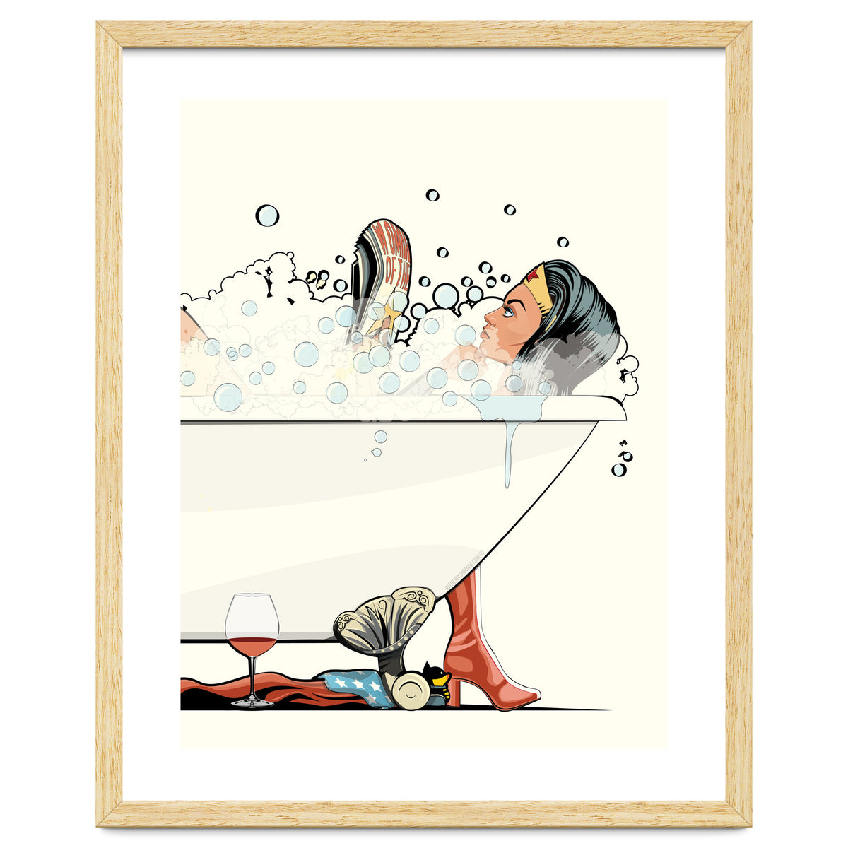 Wonder Woman in the Bath, funny Bathroom Humour